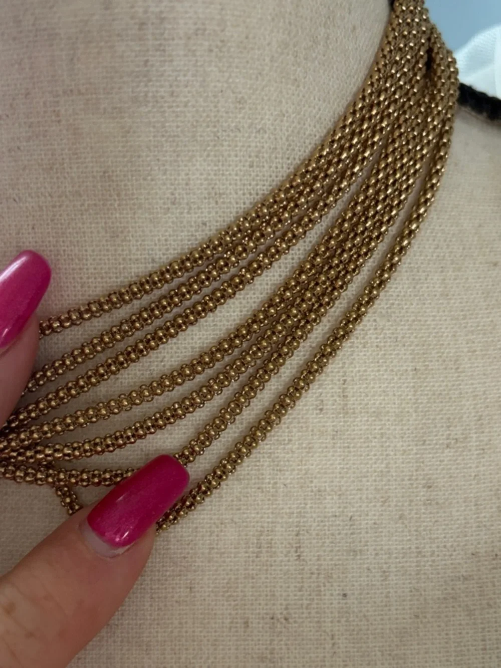 Vintage Monet Multi-Strand Liquid-Gold Tone Chain Necklace